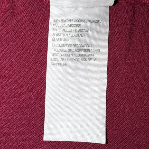 H By Halston | Burgundy Crew Neck Long Sleeve Stretchy Oversized Tee | Size XS - Picture 13 of 13